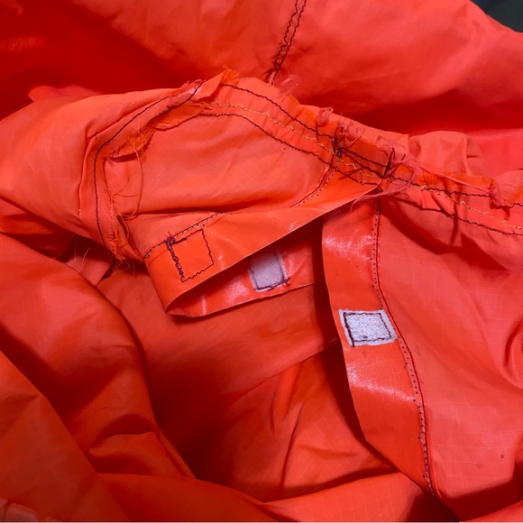 Handmade Windbreaker Jacket with Patches Neon Orange Pullover Pocket Hoodie - Picture 3 of 16